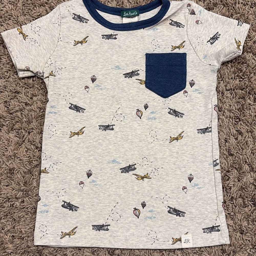 Kids Airplane Print T-Shirt with Pocket